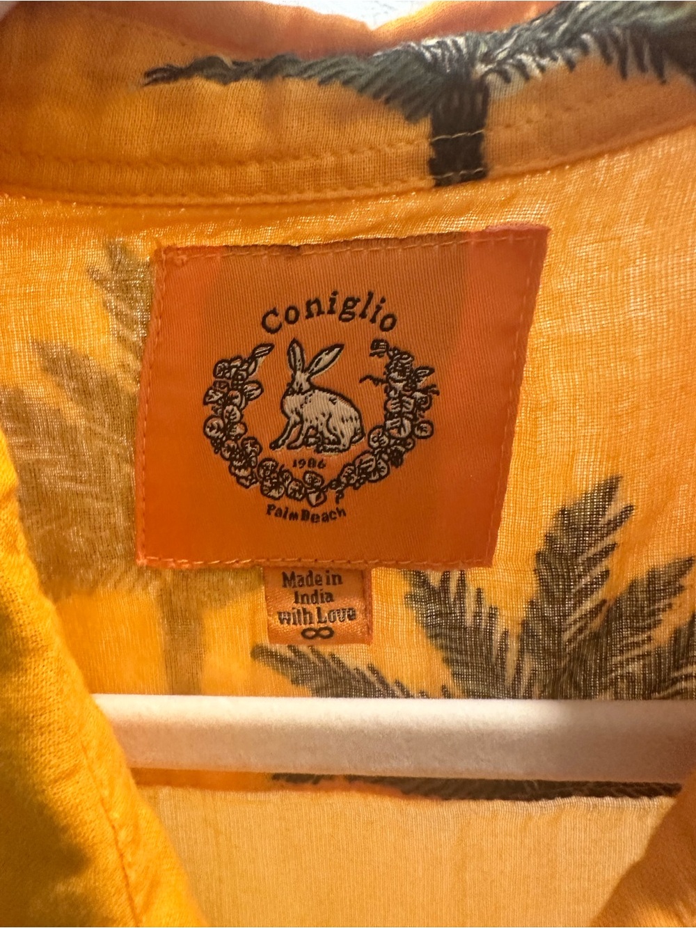 Coniglio Palm Beach Classic Button Down in Yellow Palm Print - Picture 3 of 6